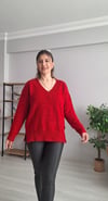V yaka Kazak kırmızı 