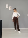 Wide leg jean kahverengi 