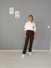 Wide leg jean kahverengi 