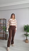 Wide leg jean kahverengi 