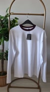 YAKASI BORDO BİYELİ BASİC -BEYAZ 