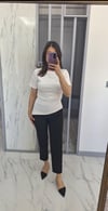 Yanları büzgülü tişört beyaz