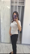 Yanları büzgülü tişört beyaz