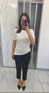 Yanları büzgülü tişört beyaz