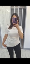 Yanları büzgülü tişört beyaz