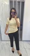 Yanları büzgülü tişört beyaz