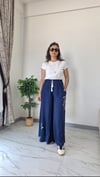 YANLARI NAKIŞLI BOL PAÇA PANTOLON LACİVERT
