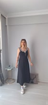 Yırtmaçlı elbise siyah 