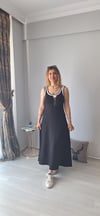 Yırtmaçlı elbise siyah 