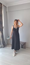 Yırtmaçlı elbise siyah 