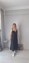 Yırtmaçlı elbise siyah 