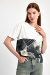 Denim Parçalı Tişört