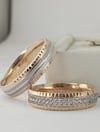 Taşlı lazer işlemeli Alyans