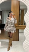 Ekoseli Mini Etek ve Gömlek İkili Takım