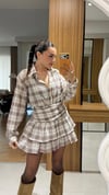 Ekoseli Mini Etek ve Gömlek İkili Takım