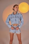 Markano Glossy Jean Şort Mavi