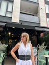 Beyaz Kemer Detay Tasarım Elbise