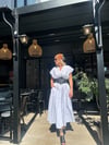 Beyaz Poplin Siyah Deri Kemerli Elbise