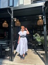 Beyaz Poplin Siyah Deri Kemerli Elbise