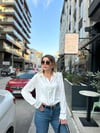 Beyaz Saten Vatkalı Gömlek