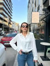 Beyaz Saten Vatkalı Gömlek