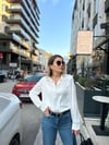 Beyaz Saten Vatkalı Gömlek