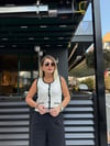 Beyaz Siyah Detay Triko Üst