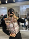 Gri Pembe Parlak Leopar Yelek