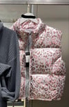 Gri Pembe Parlak Leopar Yelek