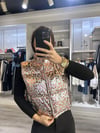 Gri Pembe Parlak Leopar Yelek