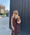 Kahve İki Parça Dantel Etek Kolsuz Yelek