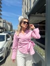 Pembe Bağlamalı Gömlek