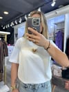 Silver Kalp Detay Beyaz Tshirt