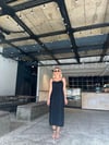 Siyah Kot Görünümlü Askılı Elbise