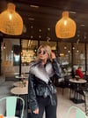 Siyah Kürk Detay Deri Mont