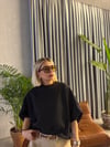 Siyah Yarasa Kol Üç İp Sweatshirt