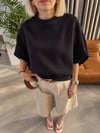 Siyah Yarasa Kol Üç İp Sweatshirt