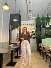 Yılan Desenli Krem Kot Pantolon