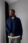 Basic Yarım Zip Fermuarlı Sweatshirt