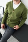 Düğmeli Yün Oversize Hırka