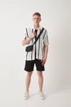 Kısakollu Desenli Örme Oversize Gömlek