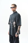 Skull Yarım Zip Washed Oversize T-shirt