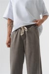 Yandan Parça Kumaşlı Kadife Baggy Pantolon