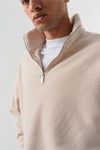 Yarım Fermuarlı Peluş Kumaş Sweatshirt