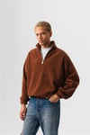 Yarım Fermuarlı Peluş Kumaş Sweatshirt