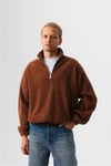 Yarım Fermuarlı Peluş Kumaş Sweatshirt