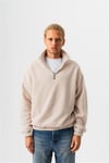 Yarım Fermuarlı Peluş Kumaş Sweatshirt