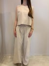 Bej Premium Bluz-Pantolon Keten Takım