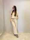 Bej Premium Bluz-Pantolon Keten Takım