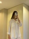 Beyaz Oversize Keten Gömlek